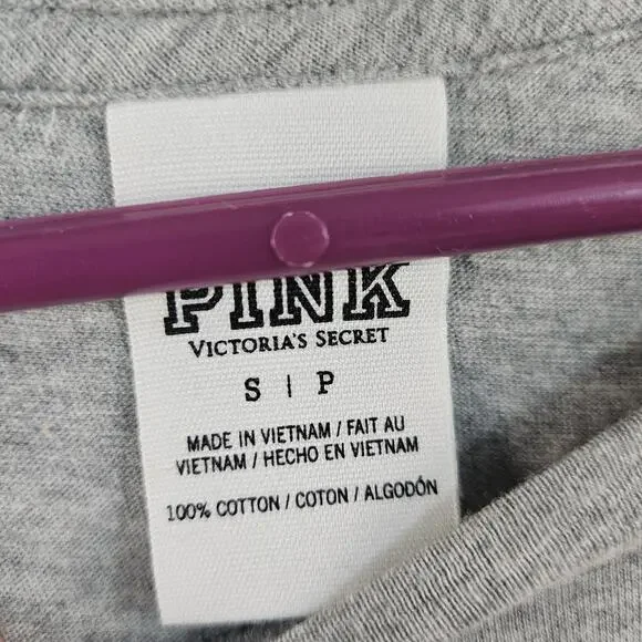 VICTORIA’S SECRET PINK POCKET TEE SHIRT BLING!! GREY SIZE SMALL - Picture 4 of 4